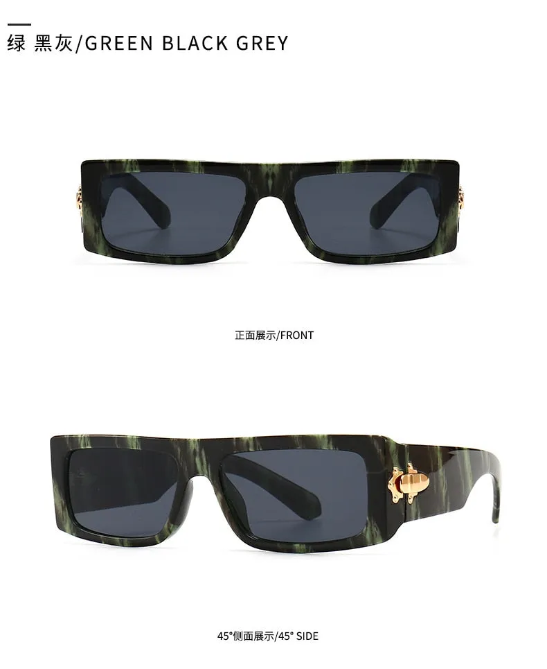 Retro Men's Gradient Mirror UV400 Small Rectangle Shades Sunglasses