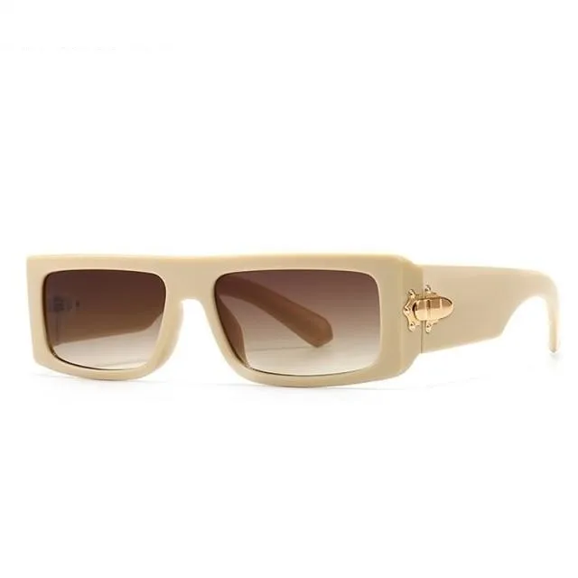 Retro Men's Gradient Mirror UV400 Small Rectangle Shades Sunglasses