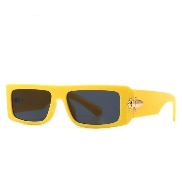 Retro Men's Gradient Mirror UV400 Small Rectangle Shades Sunglasses