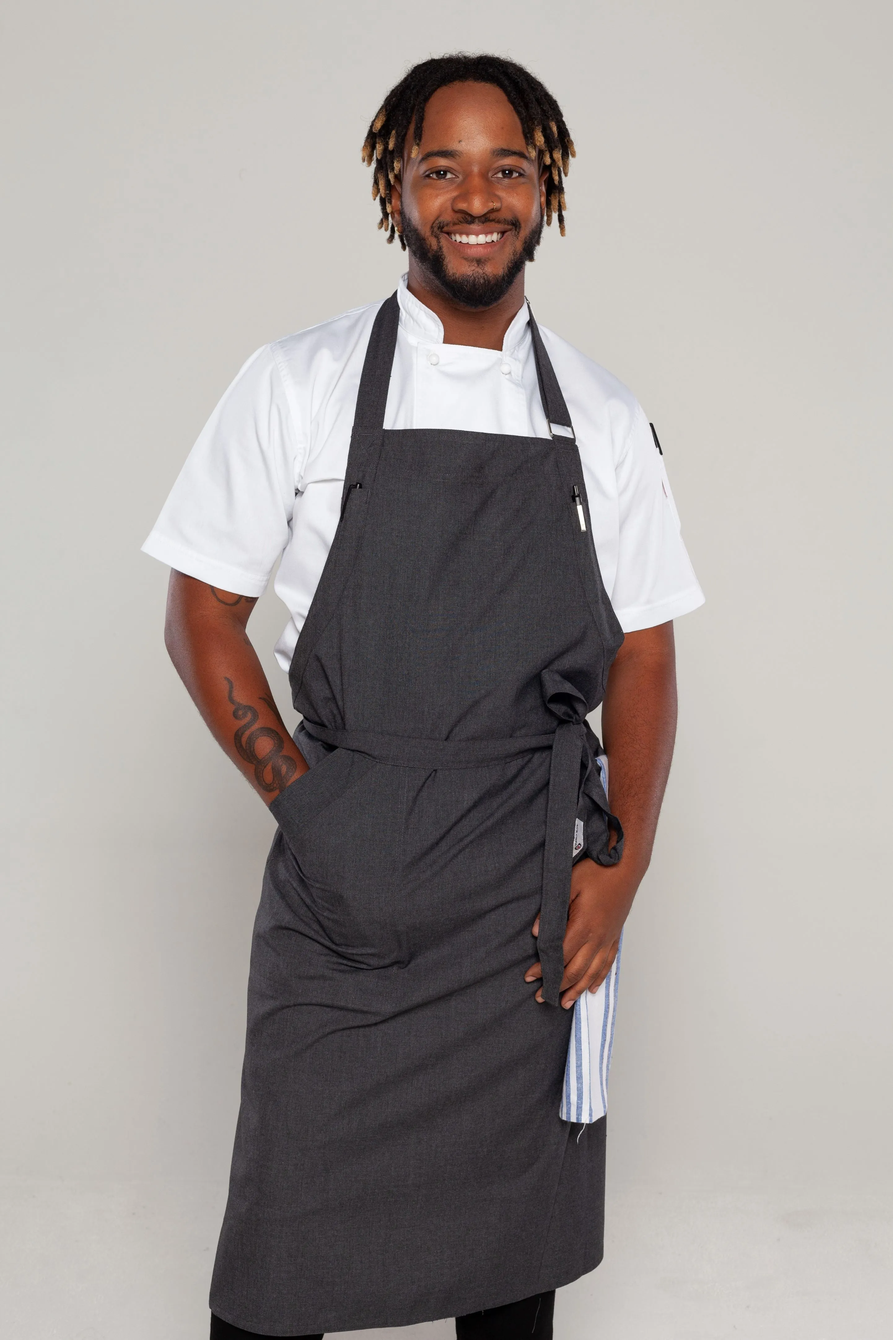 Ross charcoal grey bib Chef Apron Large Size