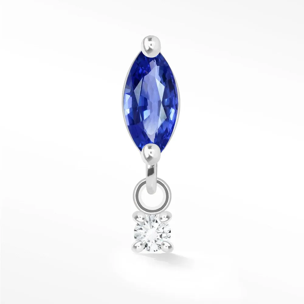 Sapphire Flat Back Earring Movement 14k White