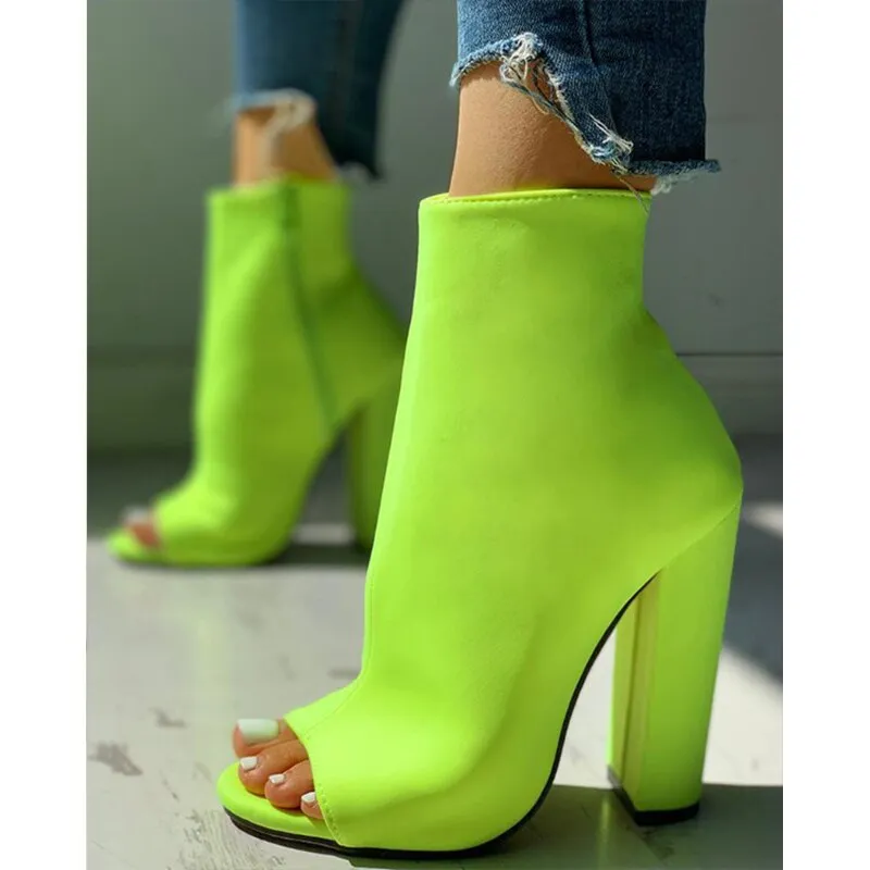 Serpentine Zipper High Heels Platform Booties