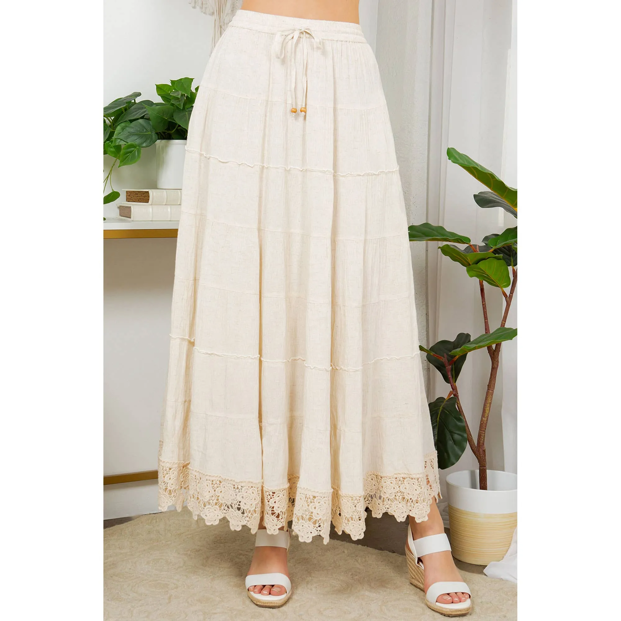 Sun-Kissed Dunes Crinkle Linen Maxi Skirt