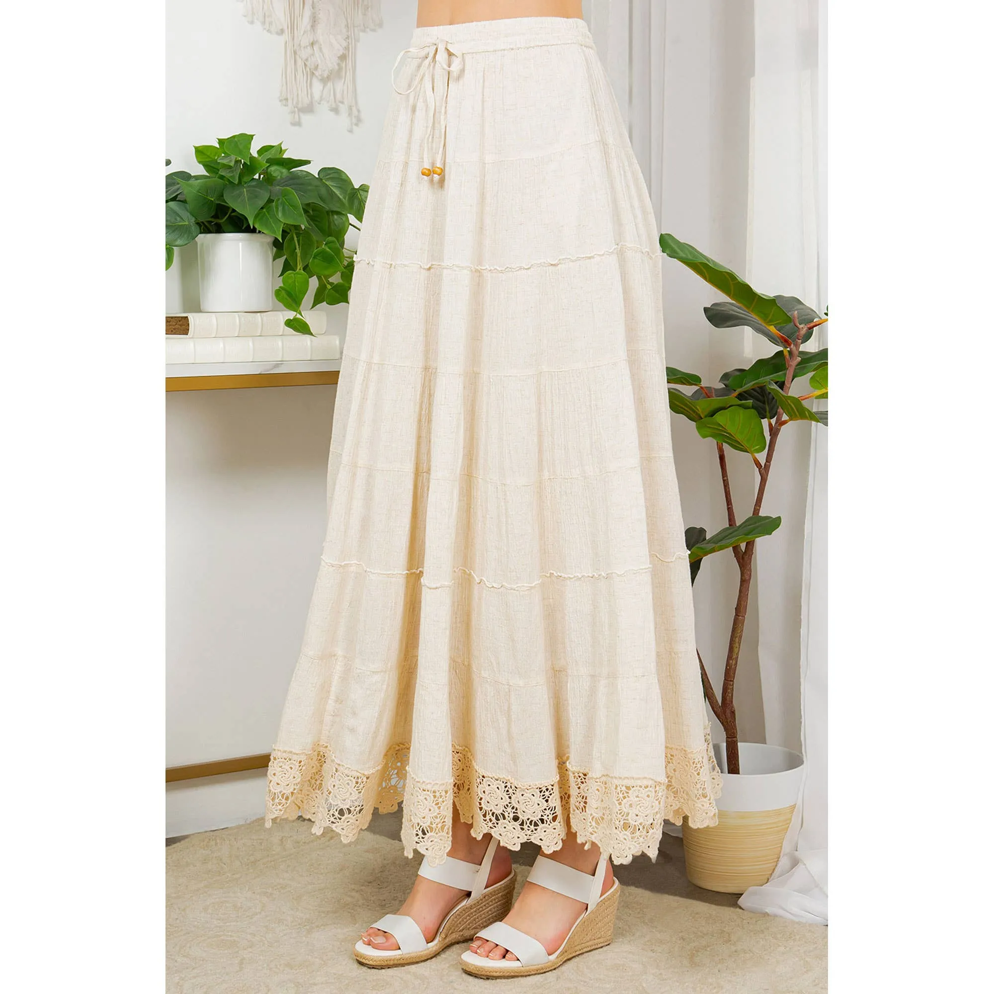 Sun-Kissed Dunes Crinkle Linen Maxi Skirt