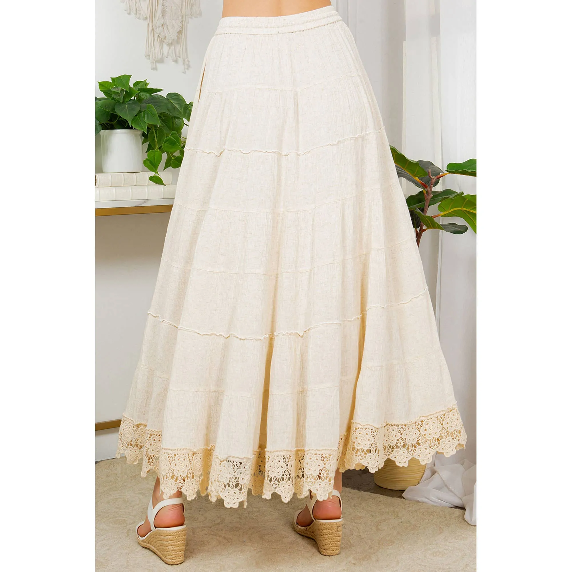 Sun-Kissed Dunes Crinkle Linen Maxi Skirt