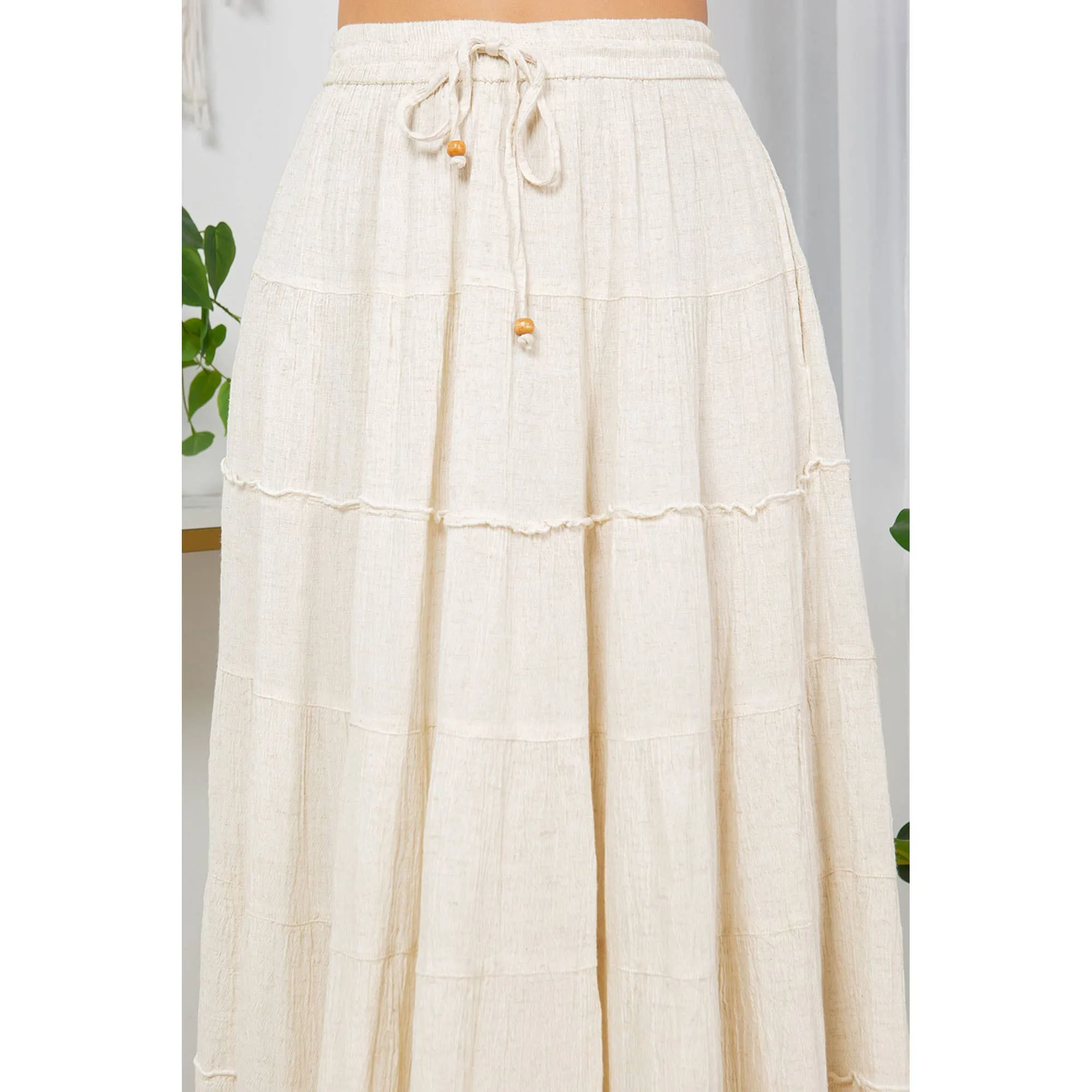 Sun-Kissed Dunes Crinkle Linen Maxi Skirt