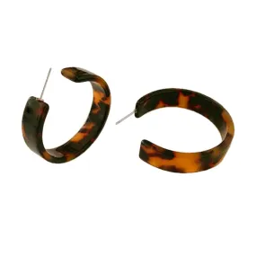 Tortoise Shell Flat Hoop Earrings